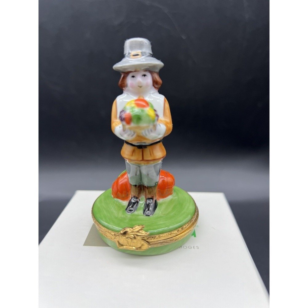 Limoges Artoria Thanksgiving "Mr. Pilgrim" Man Trinket Box
